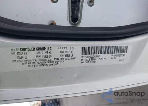 2012 Chrysler 300 Limited from USA, damaged, VIN 2C3CCACG1CH188065